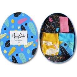 Skarpetki Happy Socks Giftbox 3-Pack (XEAS08-9000). Niebieskie skarpetki damskie Happy Socks, z bawełny. Za 99,99 zł.