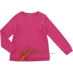 Bluza w kolorze różowym. Różowe bluzy niemowlęce Benetton Kids, bez wzorów, z bawełny, bez rękawów, bez kaptura. W wyprzedaży za 42,95 zł.