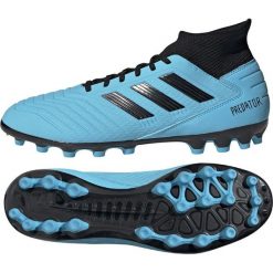 Buty piłkarskie adidas Predator 19.3 Ag M F99990. Niebieskie buty sportowe męskie Adidas, z materiału, na sznurówki, do piłki nożnej. W wyprzedaży za 409,00 zł.