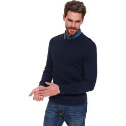 Sweter długi rękaw męski. Niebieskie swetry męskie Top Secret, na wiosnę, m, bez wzorów, z bawełny, klasyczne, z okrągłym kołnierzem, bez kaptura. Za 99,99 zł.