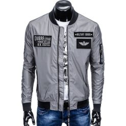 KURTKA MĘSKA PRZEJŚCIOWA BOMBERKA C350 - SZARA. Szare kurtki męskie bomber Ombre Clothing, m, z poliesteru. Za 99,00 zł.