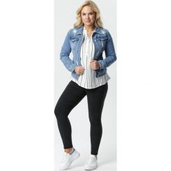 Biało-Czarna Bluzka Tanianos. Białe bluzki damskie Born2be, xl, bez wzorów, z jeansu, ze stójką, plus size, bez rękawów. Za 69,99 zł.