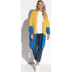 Kardigan F571 żółty. Żółte swetry damskie Tagless, xl, z materiału. Za 190,00 zł.