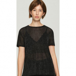 Transparentny t-shirt - Czarny. Czarne t-shirty damskie Sinsay, l. Za 39,99 zł.
