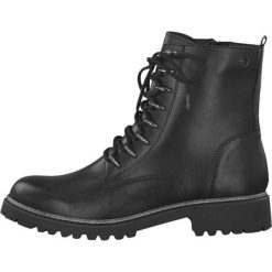 Tamaris Damskie botki 1-1-25234-23-001 Black (rozmiar 40). Czarne botki damskie Tamaris, z materiału, bez obcasa, bez zapięcia. W wyprzedaży za 346,00 zł.