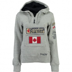 Bluza "Gyrelle" w kolorze szarym. Szare bluzy rozpinane damskie Canadian Peak, s, z aplikacjami, prążkowane, z krótkim rękawem, krótkie. W wyprzedaży za 136,95 zł.