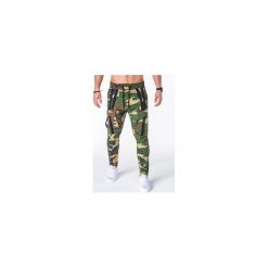 Joggery męskie: SPODNIE MĘSKIE JOGGERY P671 – MORO