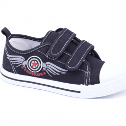 Trampki. Czarne trampki dziewczęce SHOES 3, bez wzorów, bez zapięcia. Za 55,90 zł.
