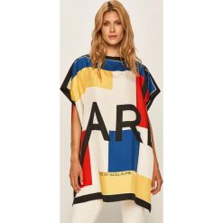 Karl Lagerfeld - Bluzka. Bluzki damskie KARL LAGERFELD, na co dzień, s, bez wzorów, z jedwabiu, casualowe, z okrągłym kołnierzem, z krótkim rękawem. W wyprzedaży za 699,90 zł.