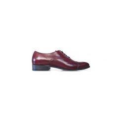 Bordowe półmatowe wiedenki/oxfordy T123. Czerwone buty wizytowe męskie Modini Moda Męska, ze skóry, bez zapięcia. Za 270,00 zł.