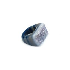 InspiRING Druza Agatu Granat rozmiar 16. Niebieskie pierścionki damskie Brazi druse jewelry, z agatem. Za 270,00 zł.