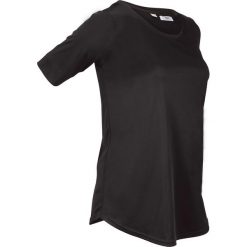 Shirt sportowy, rękawy do łokcia bonprix czarny. Czarne bluzki sportowe damskie bonprix, bez wzorów, bez kołnierzyka, bez rękawów, bez kaptura. Za 79,99 zł.