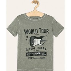 Pepe Jeans - T-shirt dziecięcy Billo 128-180 cm. Zielone t-shirty chłopięce Pepe Jeans, z nadrukiem, z bawełny, bez rękawów. Za 129,90 zł.