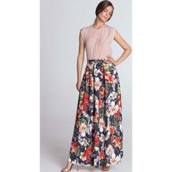 Granatowa Wzorzysta Rozkloszowana Spódnica Maxi. Niebieskie spódniczki damskie Molly.pl, na lato, s, bez wzorów, klasyczne, długie, maxi, rozkloszowane. Za 158,90 zł.