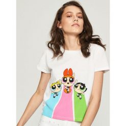 T-shirt z Atomówkami - Biały. Białe t-shirty damskie Sinsay, l. W wyprzedaży za 24,99 zł.