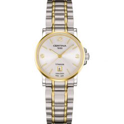 RABAT ZEGAREK CERTINA DS Caimano Titanium Lady C017.210.55.037.00. Szare zegarki damskie CERTINA, złote. W wyprzedaży za 1663,21 zł.