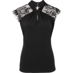 Top koronkowy bonprix czarny. Czarne topy damskie bonprix, w koronkowe wzory, z koronki. Za 89,99 zł.