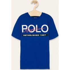 Polo Ralph Lauren - T-shirt dziecięcy 134-176 cm. Niebieskie t-shirty chłopięce Polo Ralph Lauren, z nadrukiem, z bawełny, bez rękawów. W wyprzedaży za 139,90 zł.