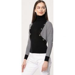 Czarny Golf Drastic. Czarne swetry damskie Born2be, s, w paski, z krótkim rękawem, krótkie, bez kaptura. Za 29,99 zł.