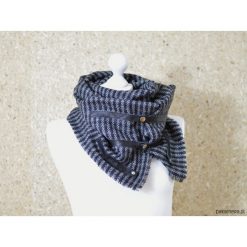 Szal wełniany ze skórą, Komin Unisex - Szary. Szare szaliki damskie marki Panapufa, na zimę, z materiału. Za 89,00 zł.