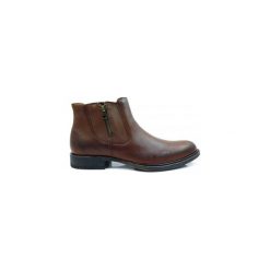 Brązowe buty zimowe - sztyblety BZ1. Pomarańczowe sztyblety męskie Modini Moda Męska, na zimę, ze skóry, bez zapięcia. Za 247,50 zł.