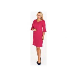 Elegancka sukienka z broszką. Różowe sukienki damskie Bird, bez wzorów, eleganckie, bez kołnierzyka, bez rękawów. Za 258,00 zł.