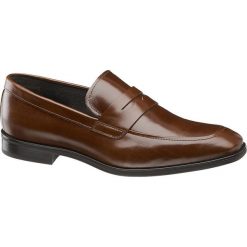 Półbuty męskie AM SHOE brązowe. Pomarańczowe buty wizytowe męskie AM SHOE, ze skóry, bez zapięcia. Za 219,90 zł.