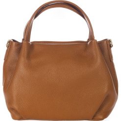Shopper bag damskie: Skórzana torebka w kolorze brązowym – 28 x 18 x 25 cm