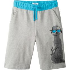 Bermudy dresowe bonprix jasnoszary melanż z nadrukiem. Szare dresy chłopięce marki bonprix, melanż, z dresówki. Za 32,99 zł.