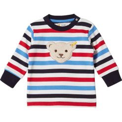 Bluza w kolorze niebieskim. Niebieskie bluzy niemowlęce Steiff, z aplikacjami, z bawełny, bez rękawów, bez kaptura. W wyprzedaży za 85,95 zł.