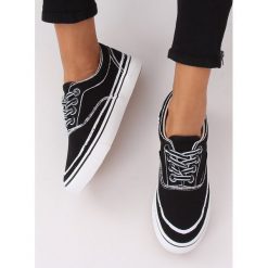 Czarne trampki ULRICA. Czarne buty sportowe damskie FunKee.pl, bez wzorów, z tkaniny, na sznurówki. Za 83,99 zł.