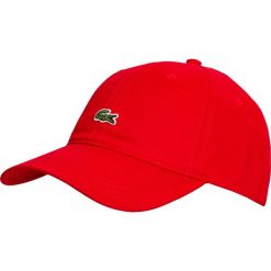 Czapka LACOSTE. Białe czapki męskie Lacoste, w paski, z bawełny. W wyprzedaży za 183,00 zł.