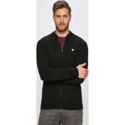 Guess Jeans - Kardigan. Czarne swetry męskie Guess Jeans, xxl, z aplikacjami, z wiskozy, z golfem, bez kaptura. W wyprzedaży za 219,90 zł.