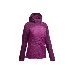 Kurtka turystyczna MH100 WTP damska. Czarne kurtki damskie QUECHUA, xl, bez wzorów, z poliesteru, bez kaptura. Za 139,99 zł.