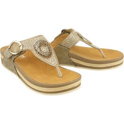 RIEKER V1460-62 beige, klapki japonki damskie. Brązowe klapki damskie Rieker, bez wzorów, bez obcasa. W wyprzedaży za 224,90 zł.
