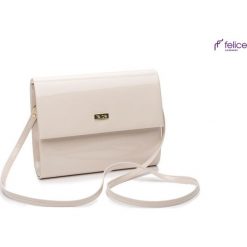 Kremowa damska kopertówka Felice LONDON. Białe kopertówki damskie marki Felice, na co dzień, w paski, eleganckie, małe, bez dodatków. Za 59,90 zł.