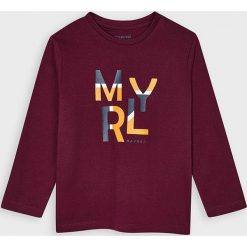Mayoral - Longsleeve dziecięcy 92-134 cm. Brązowe t-shirty chłopięce Mayoral, z nadrukiem, z bawełny, z długim rękawem. Za 43,90 zł.