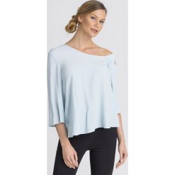 BLUZKA Patrizia Pepe. Niebieskie bluzki damskie Patrizia Pepe, s, bez wzorów, z tkaniny, z okrągłym kołnierzem, bez rękawów. Za 445,00 zł.