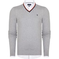 Sweter w kolorze szarym. Szare swetry męskie Giorgio di Mare, s, z haftami, z bawełny, bez kołnierzyka, bez kaptura. W wyprzedaży za 139,95 zł.
