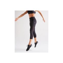 Legginsy fitness kardio 7/8 900 damskie. Czarne legginsy sportowe damskie DOMYOS, xl, w paski, z elastanu, na fitness i siłownię. Za 99,99 zł.