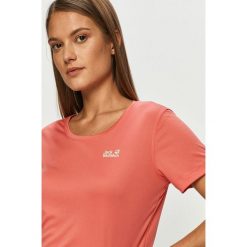 Jack Wolfskin - T-shirt. Niebieskie bluzki damskie Jack Wolfskin, s, bez wzorów, z poliesteru, casualowe, z okrągłym kołnierzem, z krótkim rękawem. Za 99,90 zł.