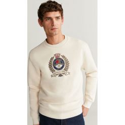 Mango Man - Bluza Brand. Białe bluzy męskie Mango Man, xl, z nadrukiem, z elastanu, z okrągłym kołnierzem, bez rękawów, bez kaptura. Za 139,90 zł.