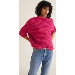Mango - Sweter Dijon. Różowe swetry damskie Mango, s, bez wzorów, z poliesteru, z krótkim rękawem, krótkie, bez kaptura. W wyprzedaży za 79,90 zł.