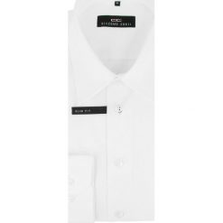 Koszula LORENZO 011slim. Białe koszule męskie na spinki marki Giacomo Conti, m, z bawełny, z klasycznym kołnierzykiem. Za 99,00 zł.