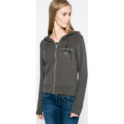 Calvin Klein Jeans - Bluza. Czarne bluzy rozpinane damskie Calvin Klein Jeans, l, z bawełny, z kapturem. W wyprzedaży za 329,90 zł.