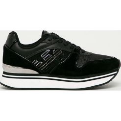 Emporio Armani - Buty. Czarne buty sportowe damskie Emporio Armani, bez wzorów, ze skóry, sportowe. Za 879,90 zł.