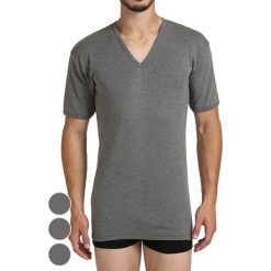 T-shirty męskie: T-shirt (3 szt.) w kolorze szarym