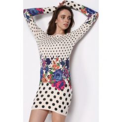 Kremowa Sukienka All Night. Czerwone sukienki mini marki Mohito, l, z długim rękawem. Za 39,99 zł.