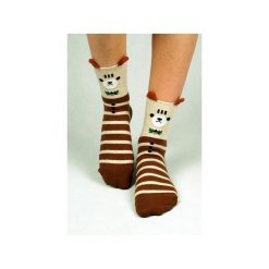 Skarpetki z misiem (w paski) USZY 3D. Pomarańczowe paski damskie marki Candysox.pl, w paski. Za 30,00 zł.