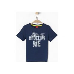 S.Oliver T-Shirt Chłopięcy 116/122 Ciemnoniebieski. Niebieskie t-shirty chłopięce z krótkim rękawem S.Oliver, z nadrukiem, z bawełny. Za 35,00 zł.
